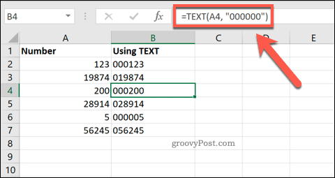 Używanie TEKSTU w programie Excel do dodawania wiodących zer