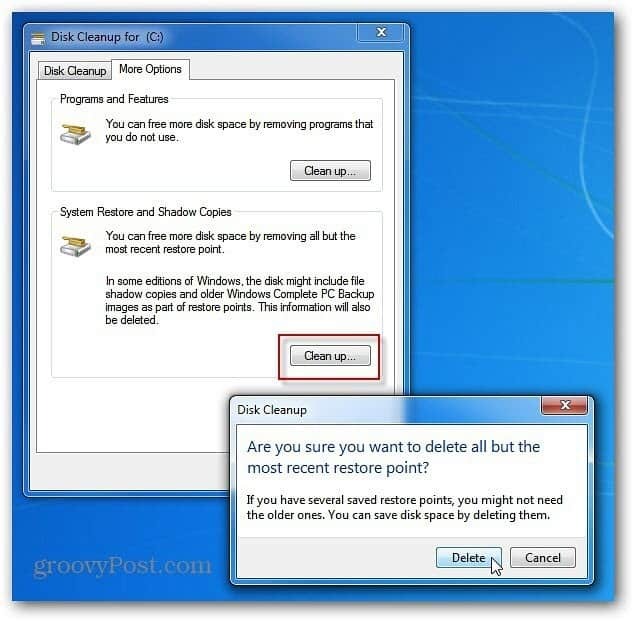 Usuń stare punkty przywracania systemu Windows, aby uzyskać dodatkowe miejsce na dysku twardym