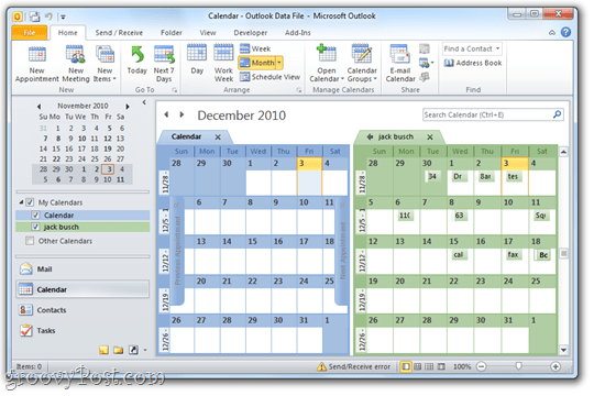 Kalendarz Google / Outlook 2010 Side-by-Side