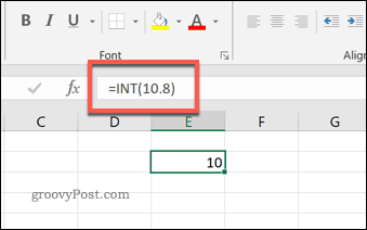 Funkcja INT w programie Excel