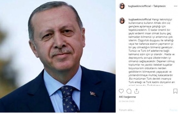 Udział Tuğby Ekinci Prezydenta Tayyipa Erdoğana