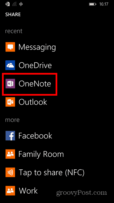 Onenote zrzutów ekranu systemu Windows Phone 8.1