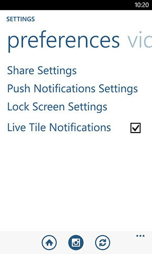 opcje powiadomień aplikacji instagram na telefon z systemem Windows