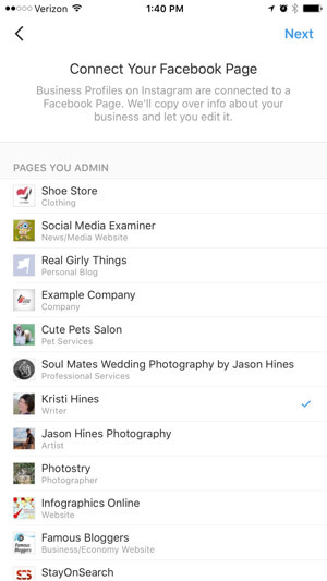 profil biznesowy na Instagramie połącz ze stroną na Facebooku