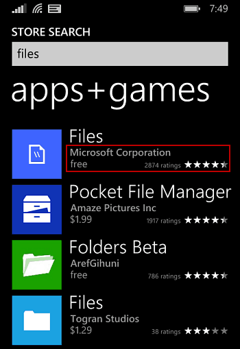 Pliki Windows Phone 8.1
