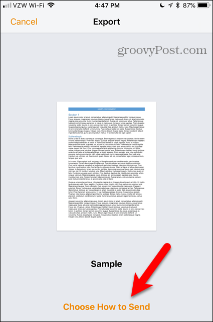Wybierz Jak wysłać link w Pages dla iOS