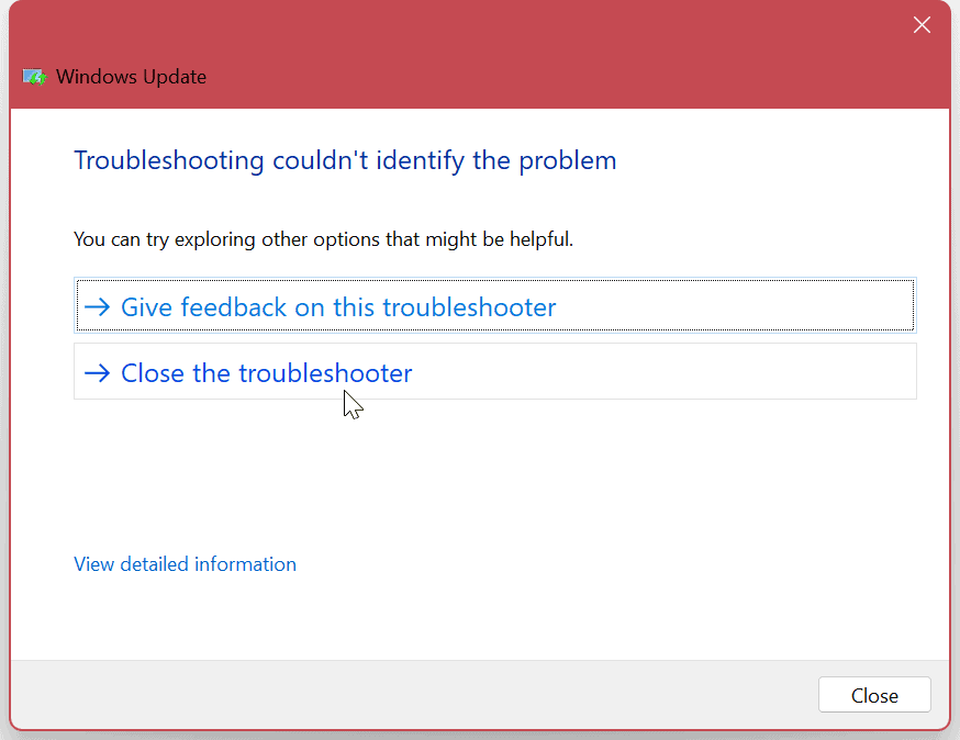 Za mało miejsca na dysku dla usługi Windows Update 