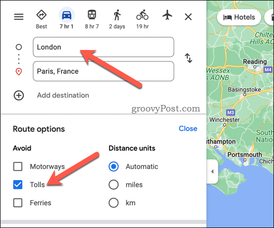 Unikaj opłat drogowych w Mapach Google