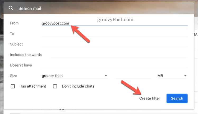 Utwórz filtr Gmaila