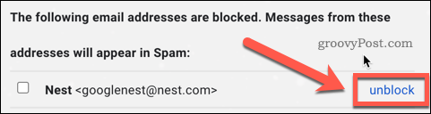 Odblokuj użytkownika w ustawieniach Gmaila