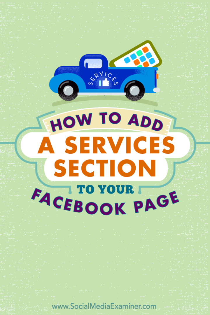 dodaj sekcję usług na Facebooku