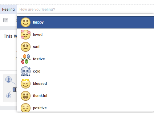 Wybierz emoji, które odzwierciedla emocje, które chcesz wyrazić na Facebooku.