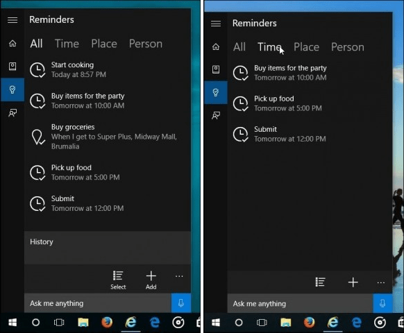 Windows 10 Cortana: Utwórz czas, przypomnienia na podstawie lokalizacji