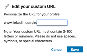 Edytuj adres URL LinkedIn, krok 2.