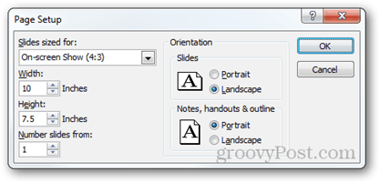 konfiguracja strony powerpoint 2010 opcje proporcje proporcje rozmiar orientacja