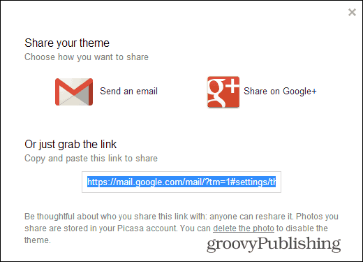 Motywy niestandardowe Gmaila udostępniają link do motywu