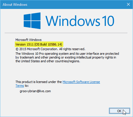 Wersja aktualizacji systemu Windows 10
