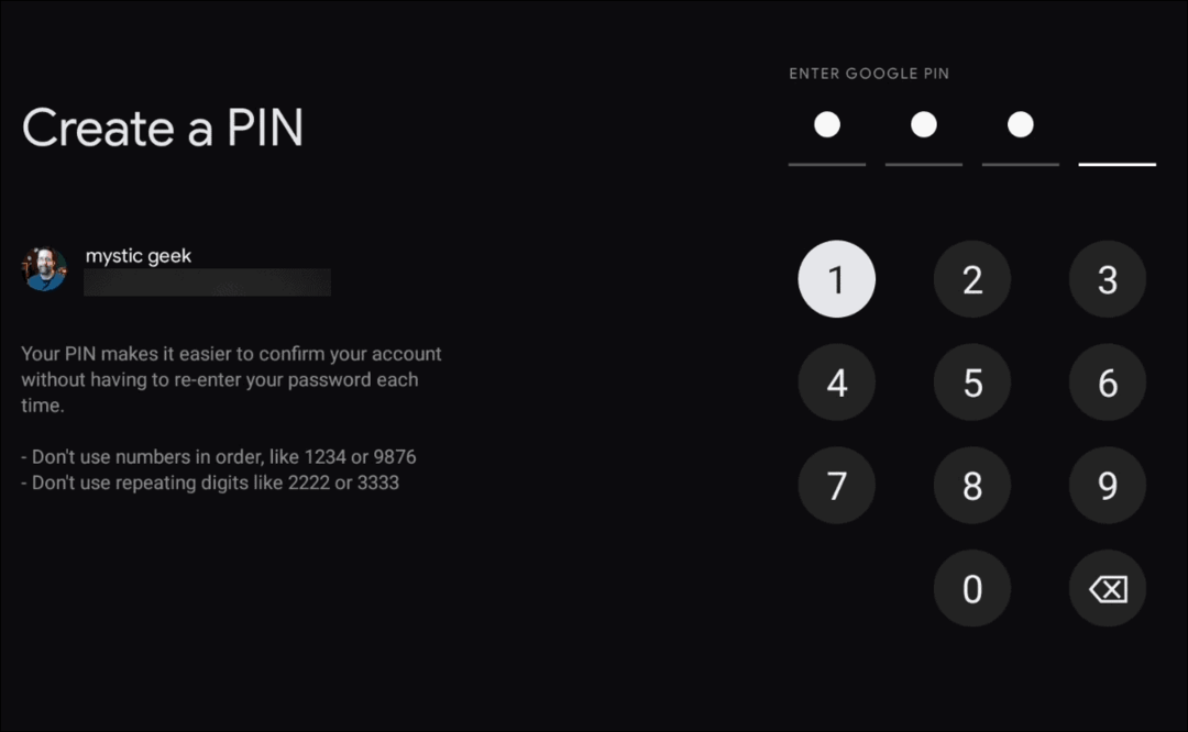 Dodaj kod PIN, aby chronić zakupy na Chromecaście w Google TV