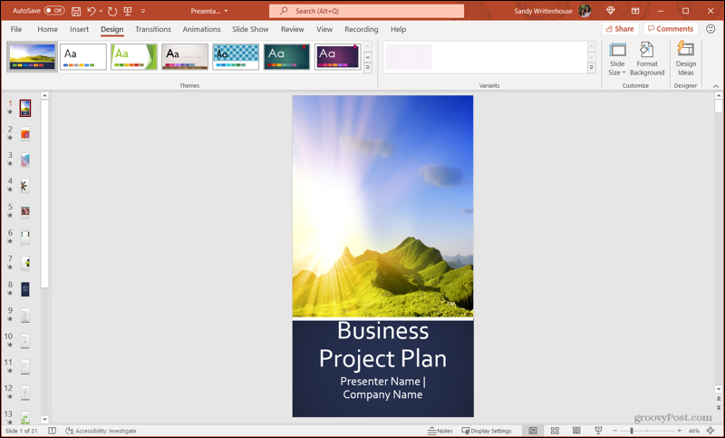 Orientacja slajdu w pionie w programie PowerPoint w systemie Windows