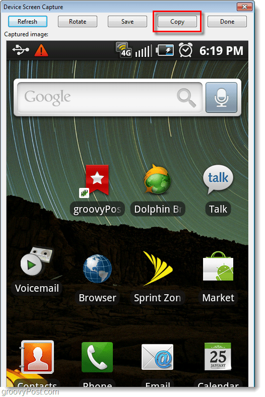 zrzut ekranu Androida zrobiony na komputerze
