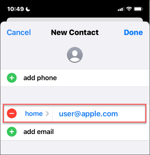 Apple ID na liście kontaktów