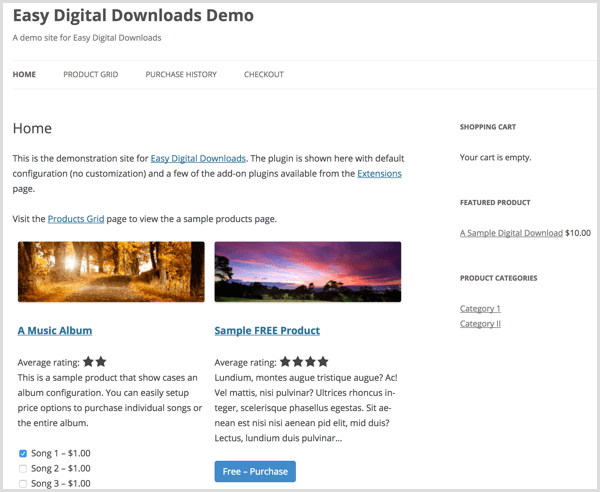 Demo Easy Digital Downloads