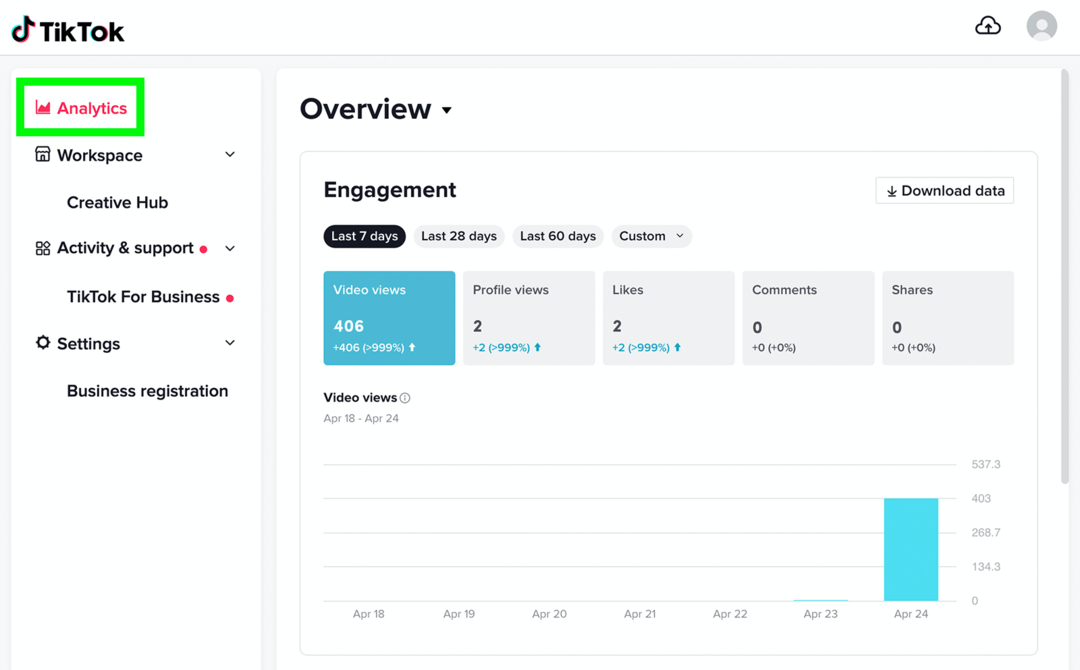 obraz ekranu przeglądu TikTok Analytics