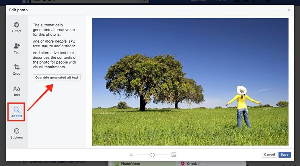 Facebook umożliwia teraz użytkownikom zastąpienie automatycznie generowanego tekstu alternatywnego dla obrazów przesyłanych do witryny.