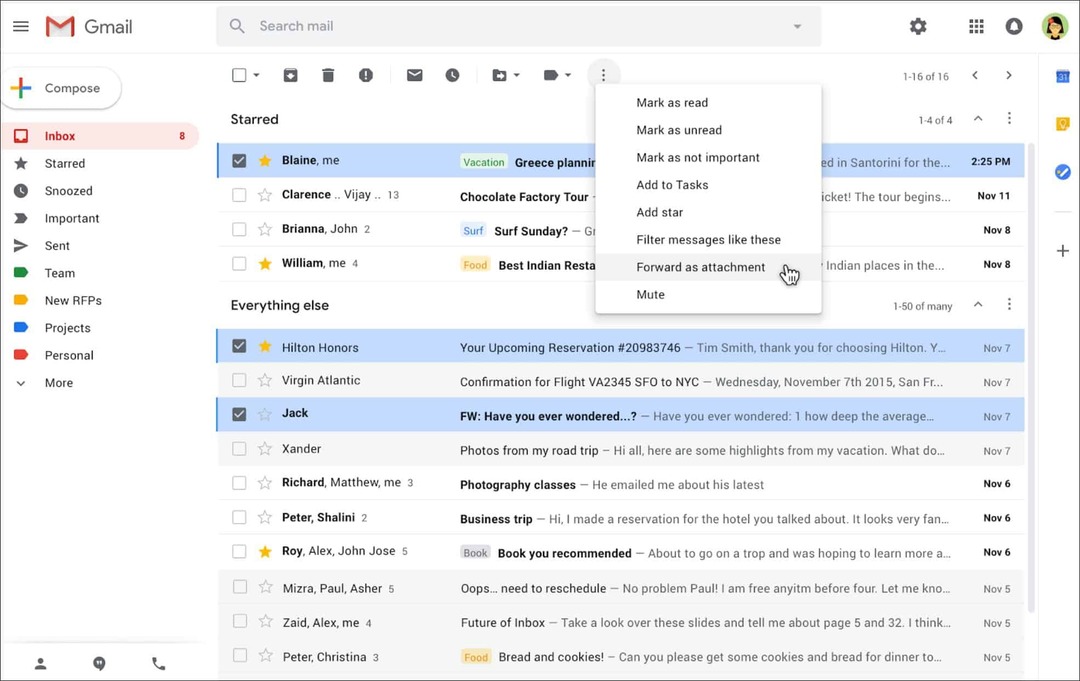 Google zezwala na wysyłanie wiadomości e-mail jako załączników w Gmailu