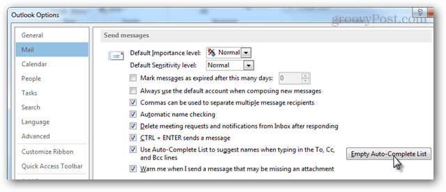 Jak wyczyścić autouzupełnianie programu Outlook 2013
