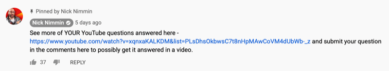 przypięty komentarz do filmu na youtube, którego autorem jest nick nimmin, udostępniając inny film z YouTube, który może zainteresować jego odbiorców