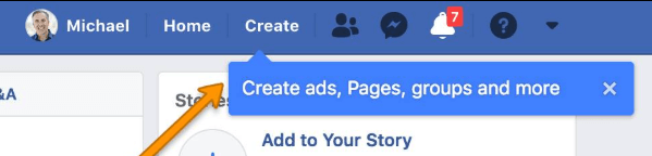 Wygląda na to, że Facebook wprowadził nowy przycisk menu na górnym pasku nawigacyjnym, który umożliwia użytkownikom szybkie i łatwe tworzenie strony, reklamy, grupy i nie tylko.