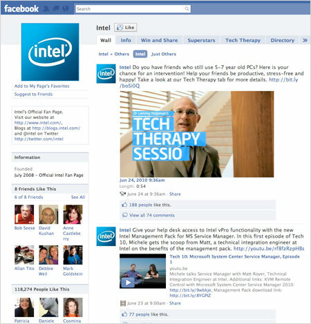 Strona Intela na Facebooku
