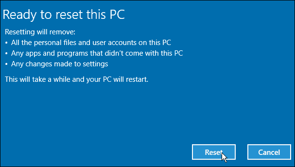 Zresetuj komputer z systemem Windows 10