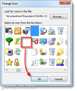 wybierz przezroczystą ikonę skrótu dla systemu Windows 7