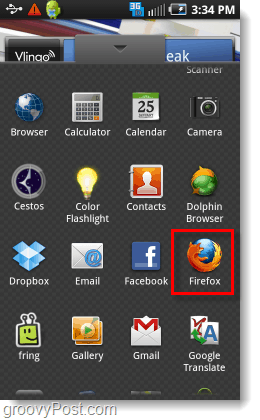 Firefox z szuflady aplikacji