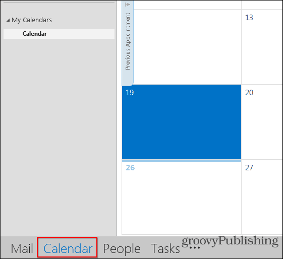 widok kalendarza programu Outlook 2013