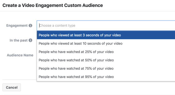 Facebook ThruPlay Optimization zaangażowanie niestandardowych odbiorców w reklamy wideo.