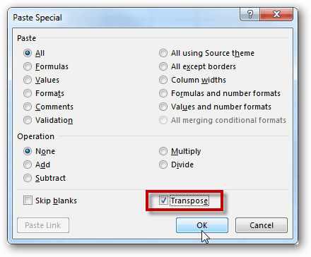 excel transponować