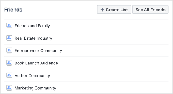 Wybierz listę znajomych z Facebooka, którą chcesz wyświetlić.