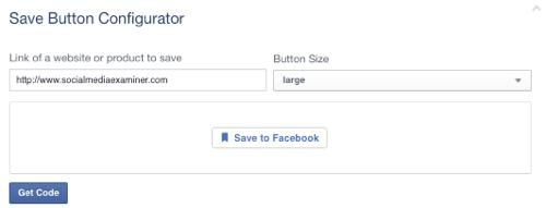 przycisk zapisu na Facebooku ustawiony na adres URL