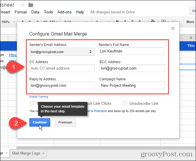 Skonfiguruj korespondencję seryjną Gmaila