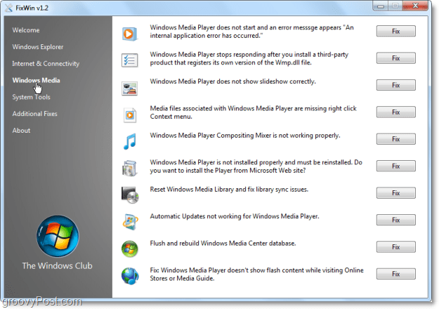 FixWin Windows Meda naprawia zrzut ekranu