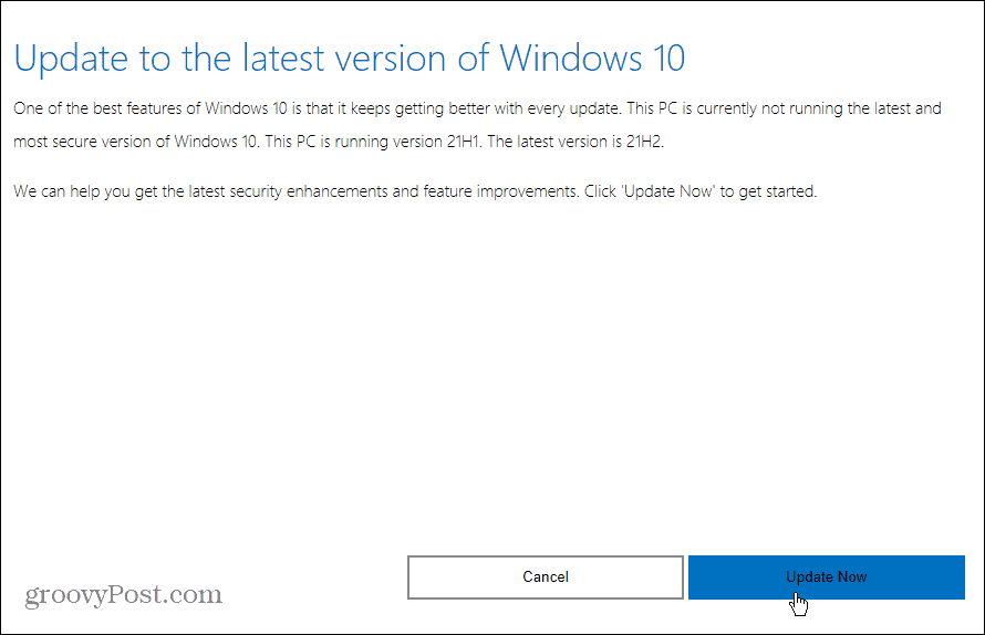 aktualizacja do najnowszej wersji systemu Windows 10