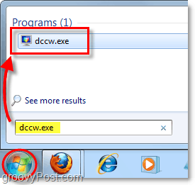 uruchom dccw z menu Start w Windows 7
