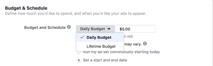 wybranie Lifetime Budget na poziomie zestawu reklam dla kampanii na Facebooku w dniu szybkiej sprzedaży