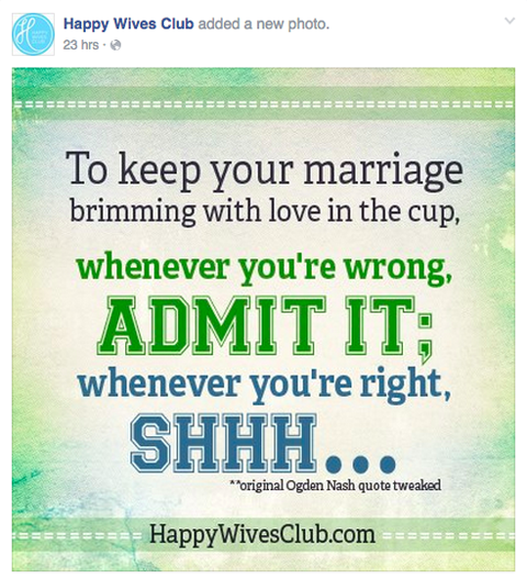 post na facebooku klubu szczęśliwych żon