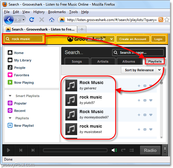 wyszukaj gatunek muzyczny na Grooveshark