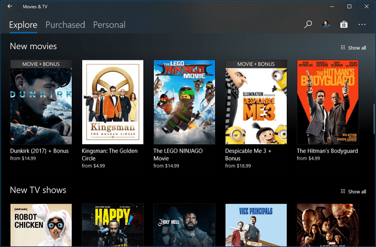 Aplikacja Filmy i TV Windows 10