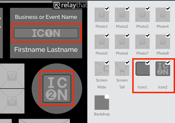 Prześlij swoje logo do miniatury Icon1 lub Icon2 w RelayThat.